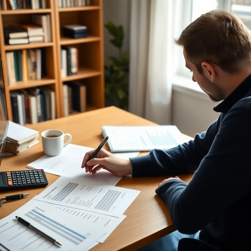 Jonge Nederlandse professional die financiële planning doet op laptop