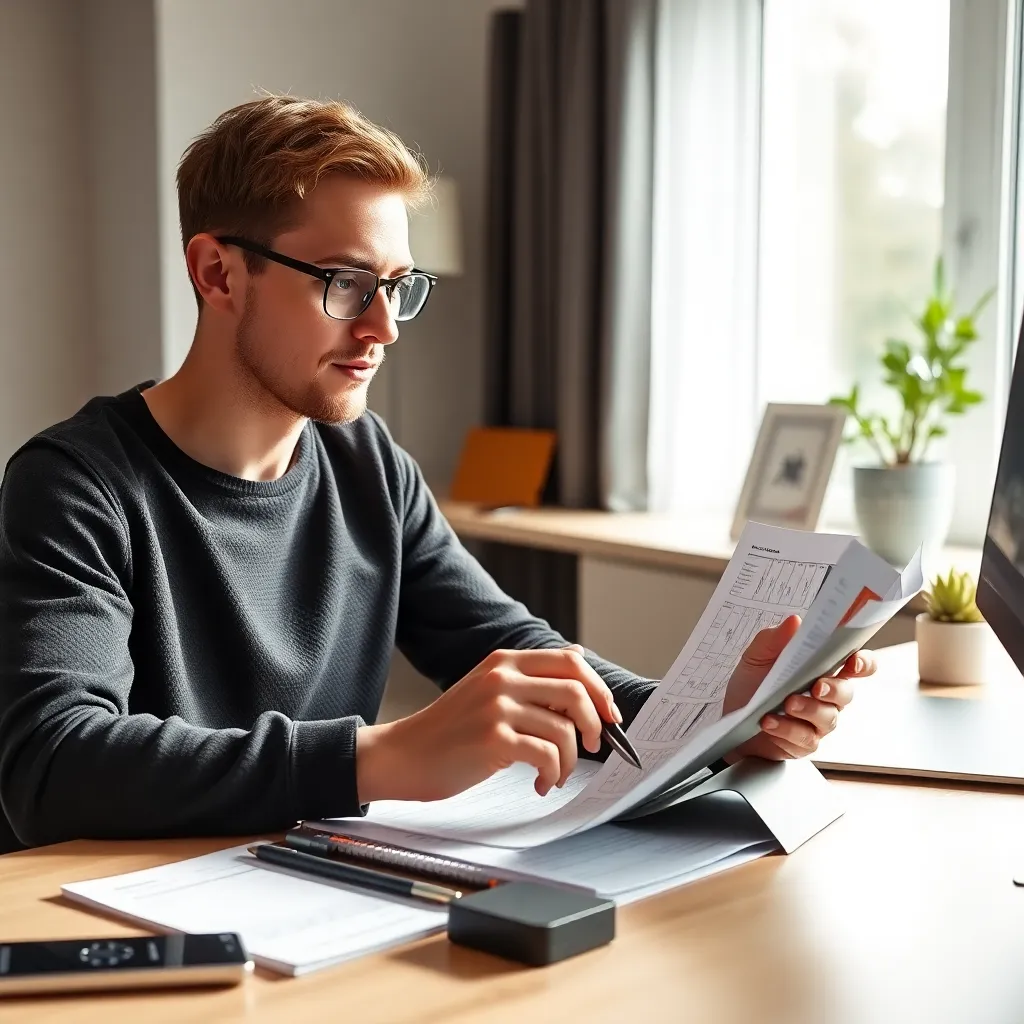 Jonge Nederlandse professional die thuis financiën plant